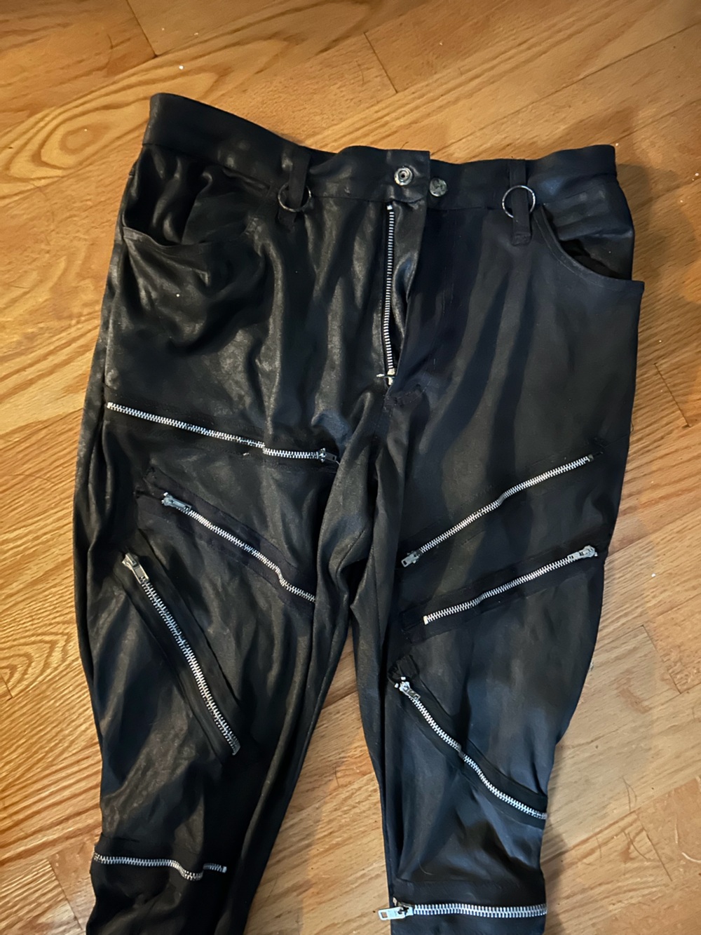 Lip Service Black Faux Leather Bomber Jacket with Silver Zippers